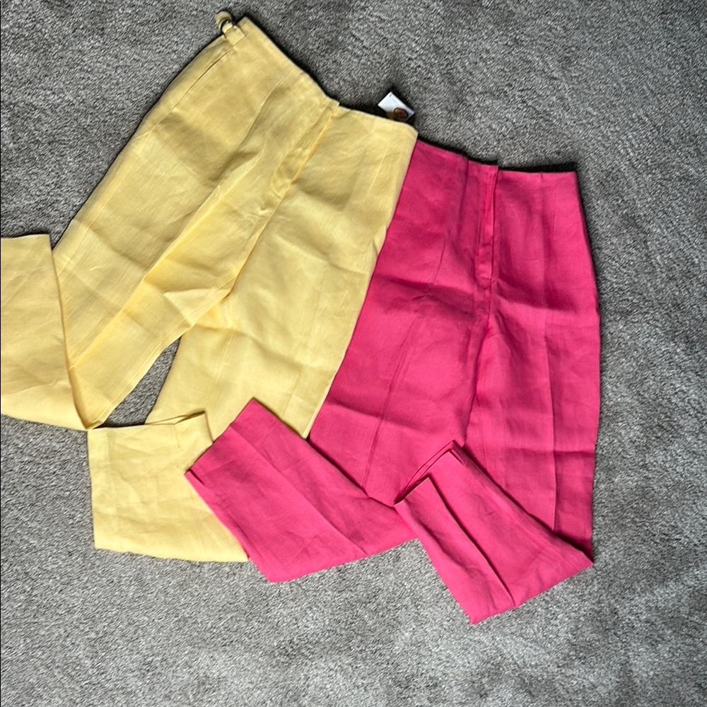 Talbots Yellow and Pink Pants With Side Pant Slit NWT
